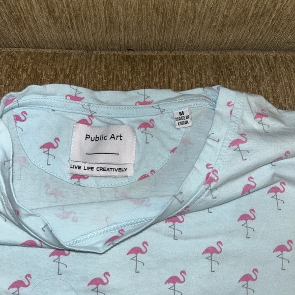 White and Pink Short Sleeve Tee with Subtle Pattern - Picture 2 of 4